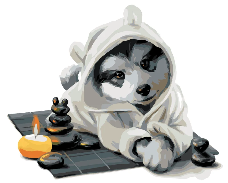 Diamond painting - HUSKY ERHOLT SICH