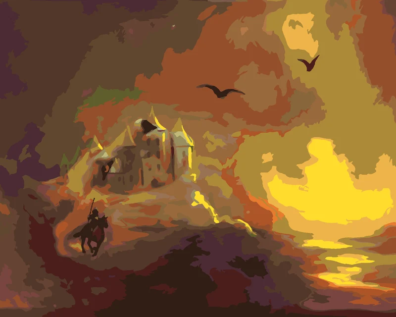 Diamond painting - BURG, RITTER UND SONNENUNTERGANG (D. RUSTY RUST)