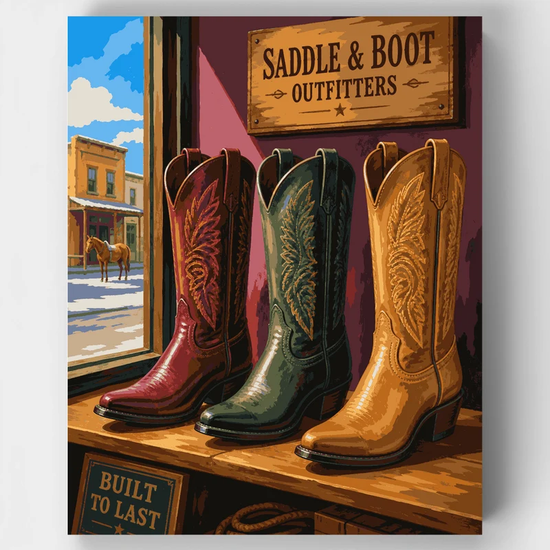 Three Boots in the Window - Paint by Numbers Kit