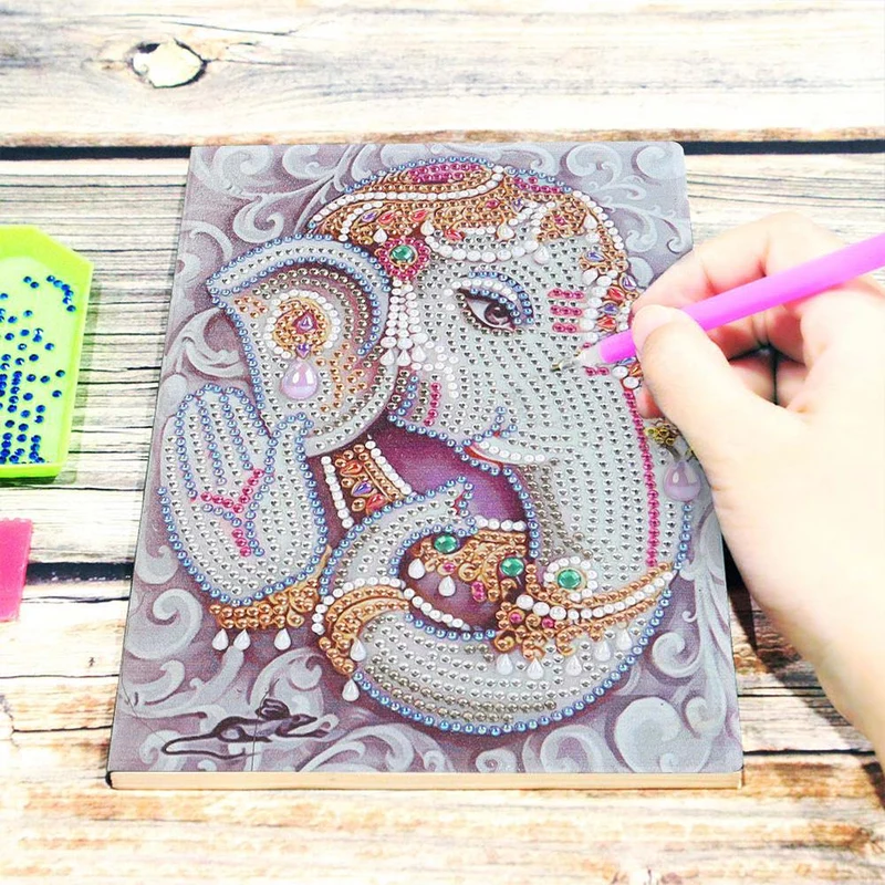 5D Diamond Painting Notizbuch Elefantengott Ganesha