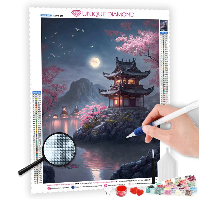 5D Diamond Painting – Japanisches Haus am See