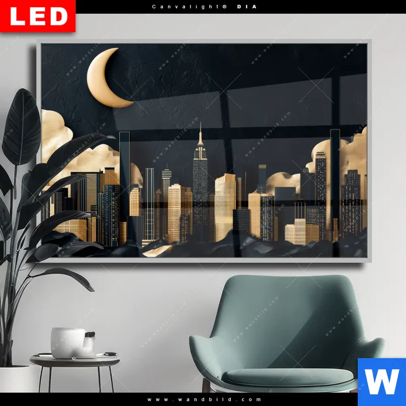 Wechselmotiv Acrylglas Canvalight® DIA | Golden City Dreams | Querformat