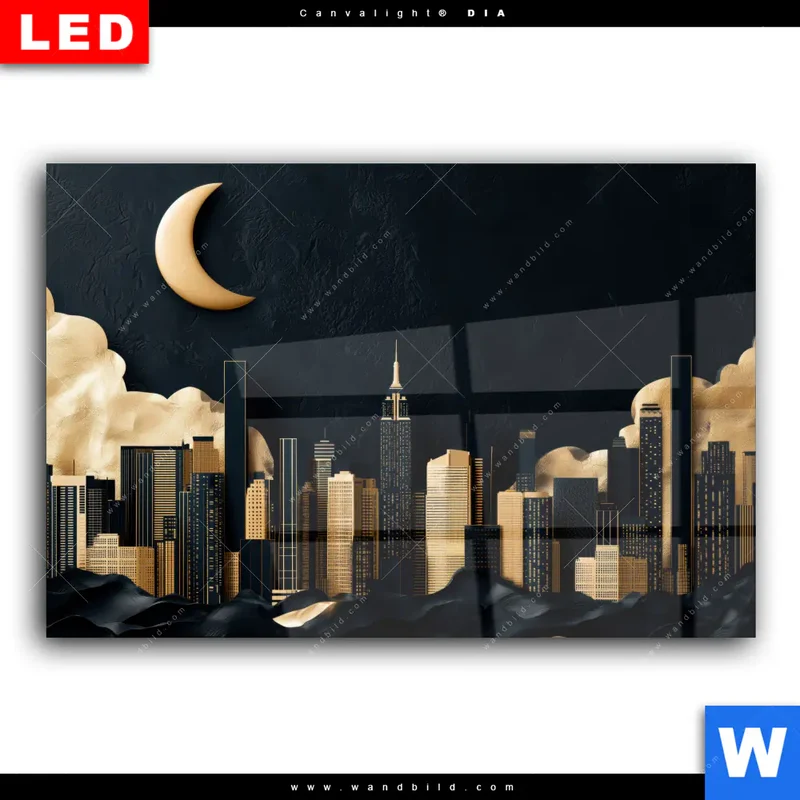 Wechselmotiv Acrylglas Canvalight® DIA | Golden City Dreams | Querformat