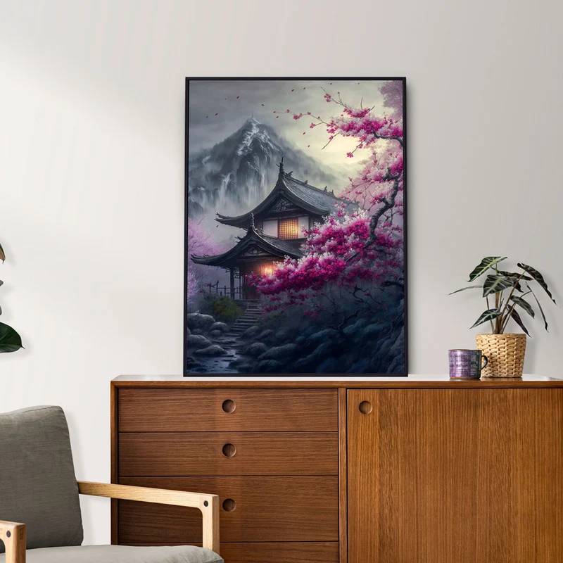 5D Diamond Painting – Japanisches Haus in den Bergen