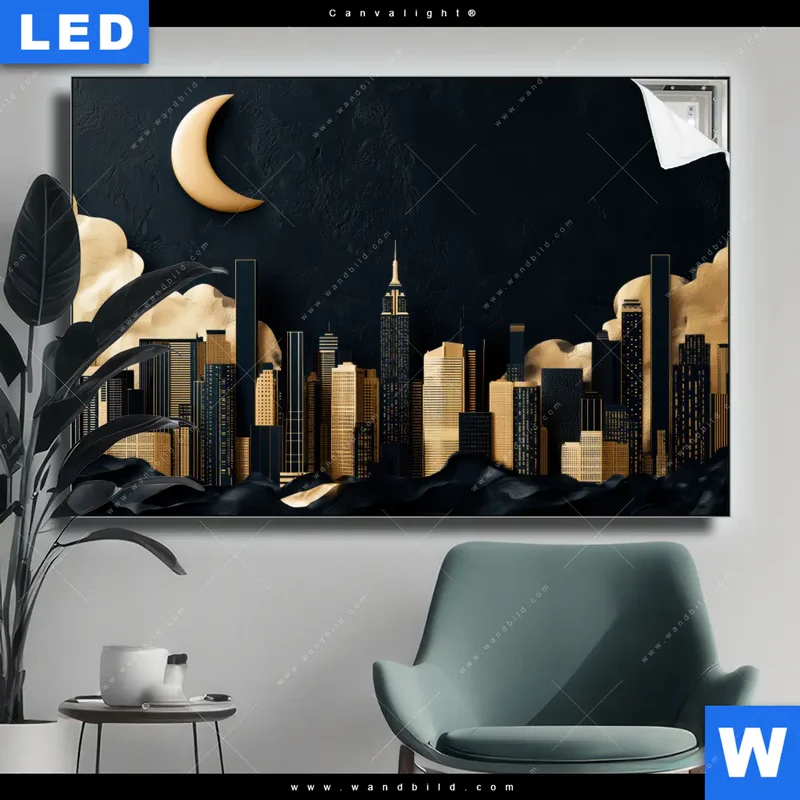 Canvalight® Leuchtbild | Golden City Dreams | Querformat