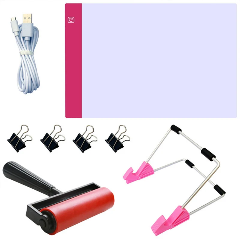 Diamond Painting LED-Pad Pink + Zubehör A4