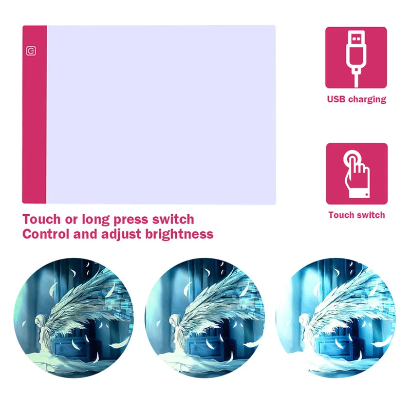 Diamond Painting LED-Pad Pink + Zubehör A4