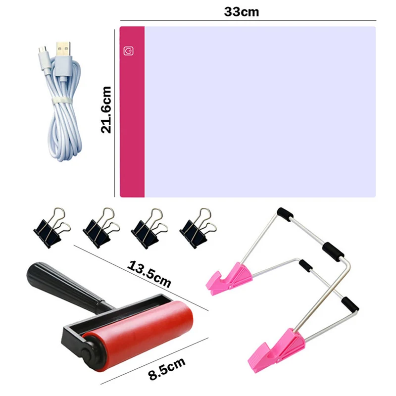 Diamond Painting LED-Pad Pink + Zubehör A4