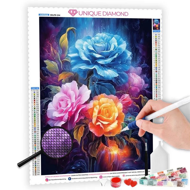 5D Diamond Painting – Farbige Rosen