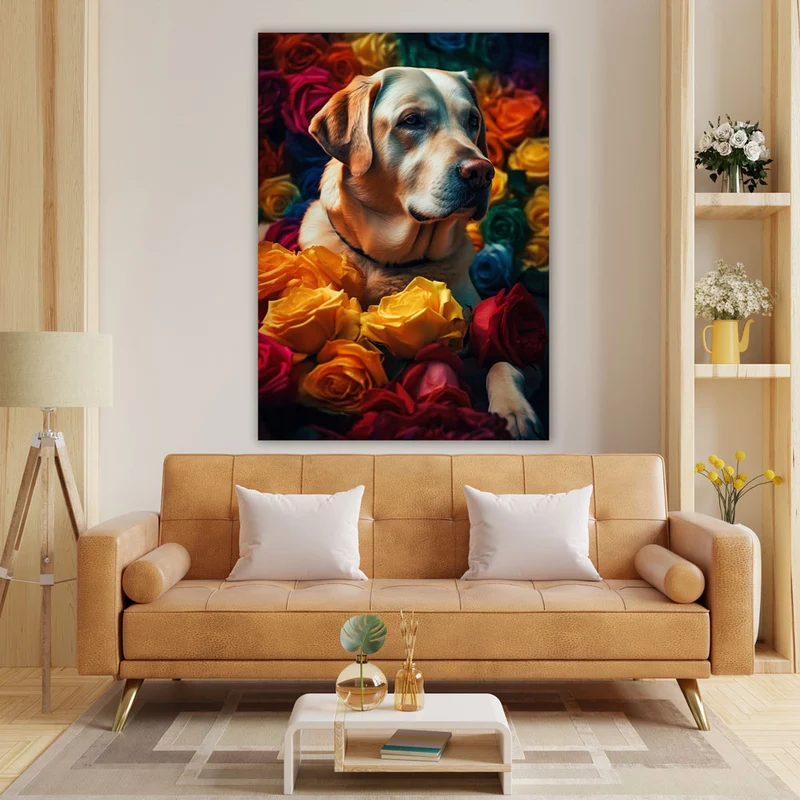 5D Diamond Painting – Hund in Blumen