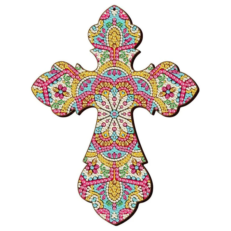 5D Diamond Painting Dekoanhänger Kreuz Mandala