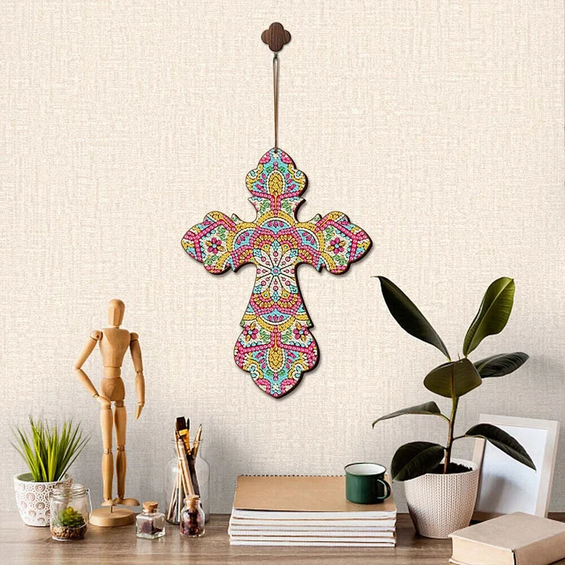 5D Diamond Painting Dekoanhänger Kreuz Mandala