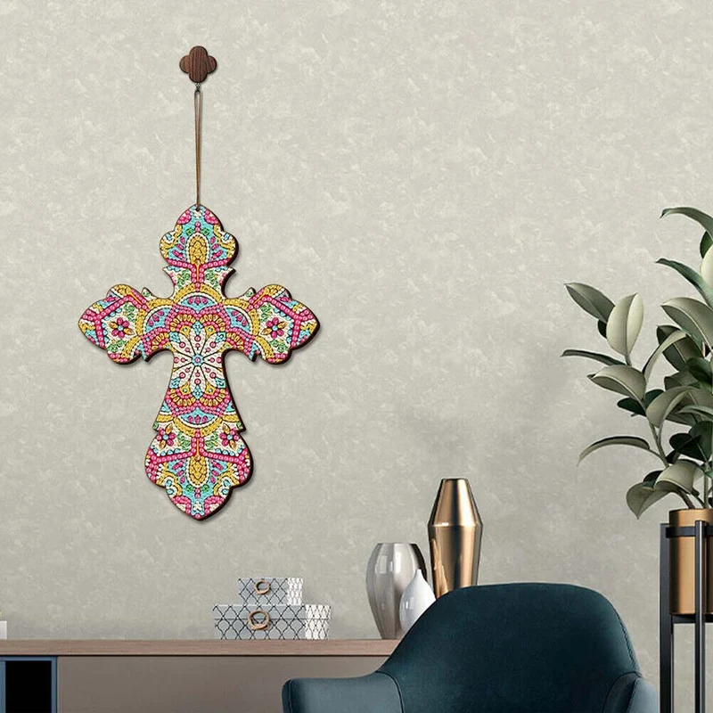 5D Diamond Painting Dekoanhänger Kreuz Mandala