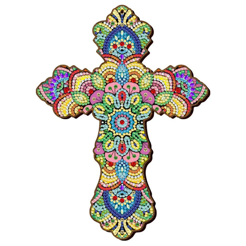 5D Diamond Painting Dekoanhänger Kreuz Blumen