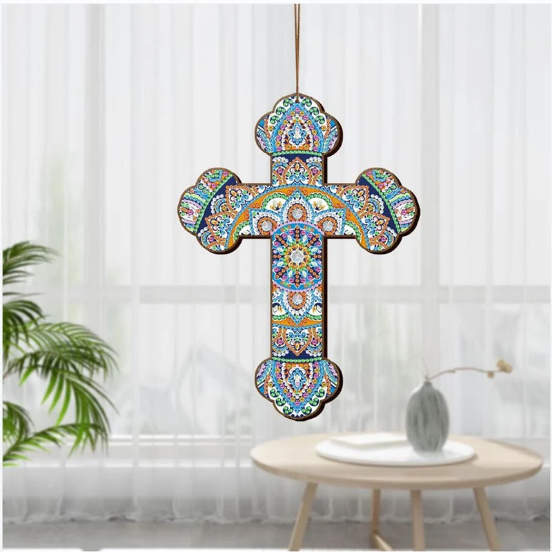 5D Diamond Painting Dekoanhänger Kreuz Mandala