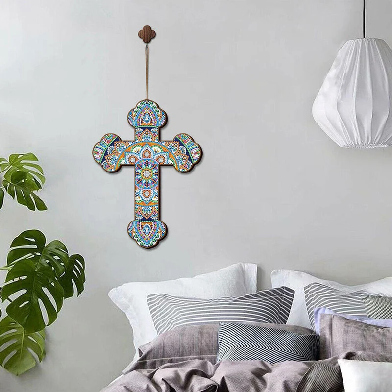 5D Diamond Painting Dekoanhänger Kreuz Mandala