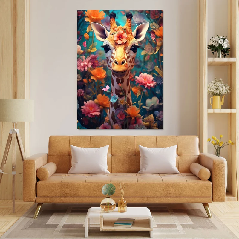 5D Diamond Painting – Giraffe In Blumen