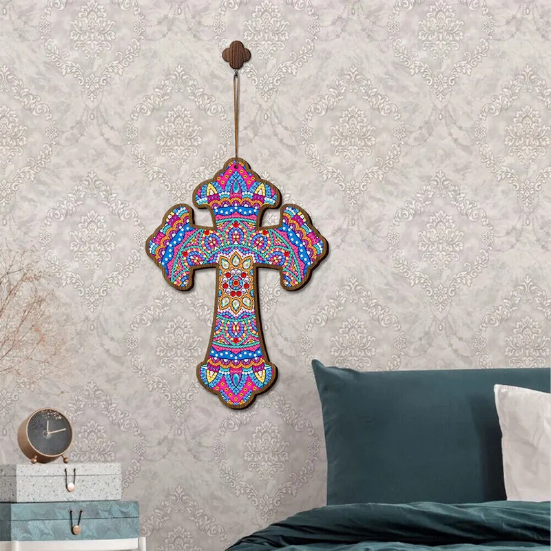 5D Diamond Painting Dekoanhänger Mandala Kreuz