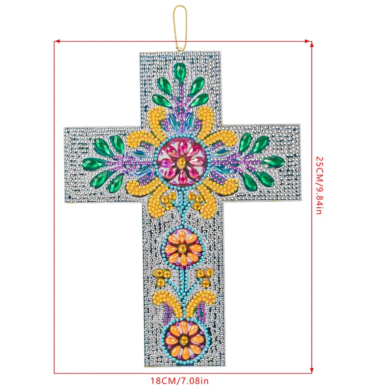 5D Diamond Painting Dekoanhänger Kreuz mit Blume