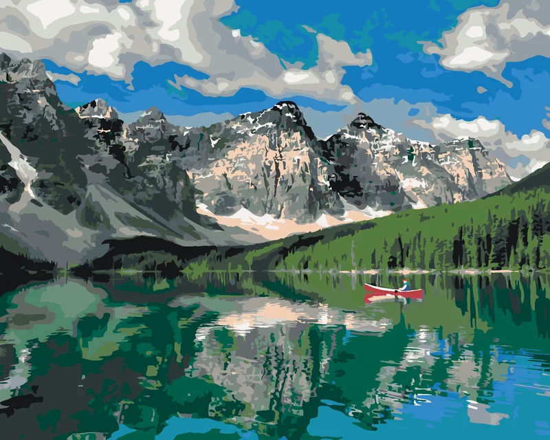 Diamond painting - BERGE UND EIN BOOT AUF DEM SEE (DENNIS FRATES)