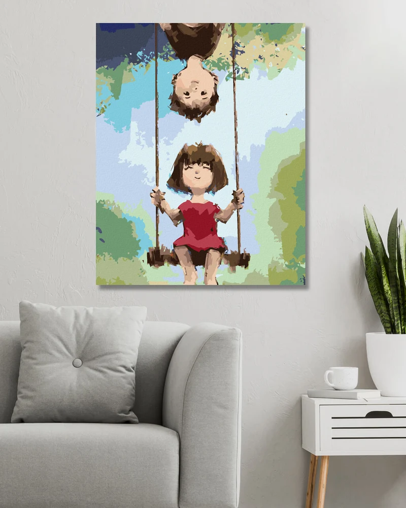 Diamond painting - MÄDCHEN MIT EINEM JUNGEN AUF EINER SCHAUKEL