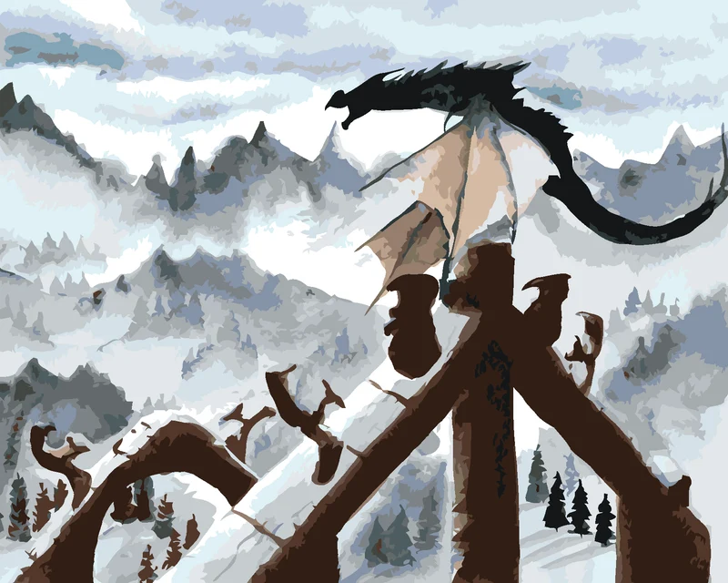 Diamond painting - DRACHE IN DEN BERGEN