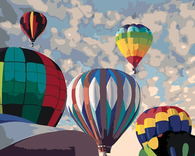 Diamond painting - REGENBOGEN-HEISSLUFTBALLONS (DENNIS FRATES)