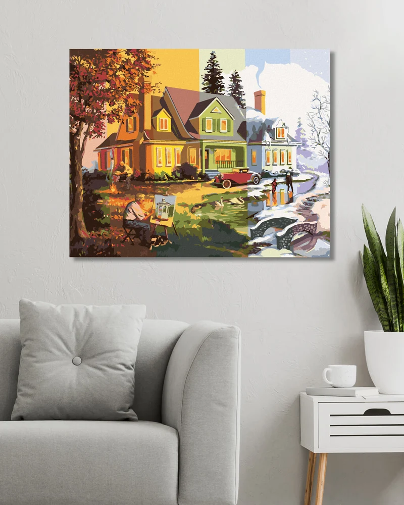 Diamond painting - HAUS UND DIE JAHRESZEITEN (D. RUSTY RUST)