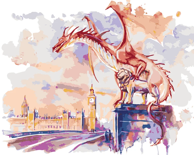 Diamond painting - DRACHE AUF DER WESTMINSTER-BRÜCKE IN LONDON