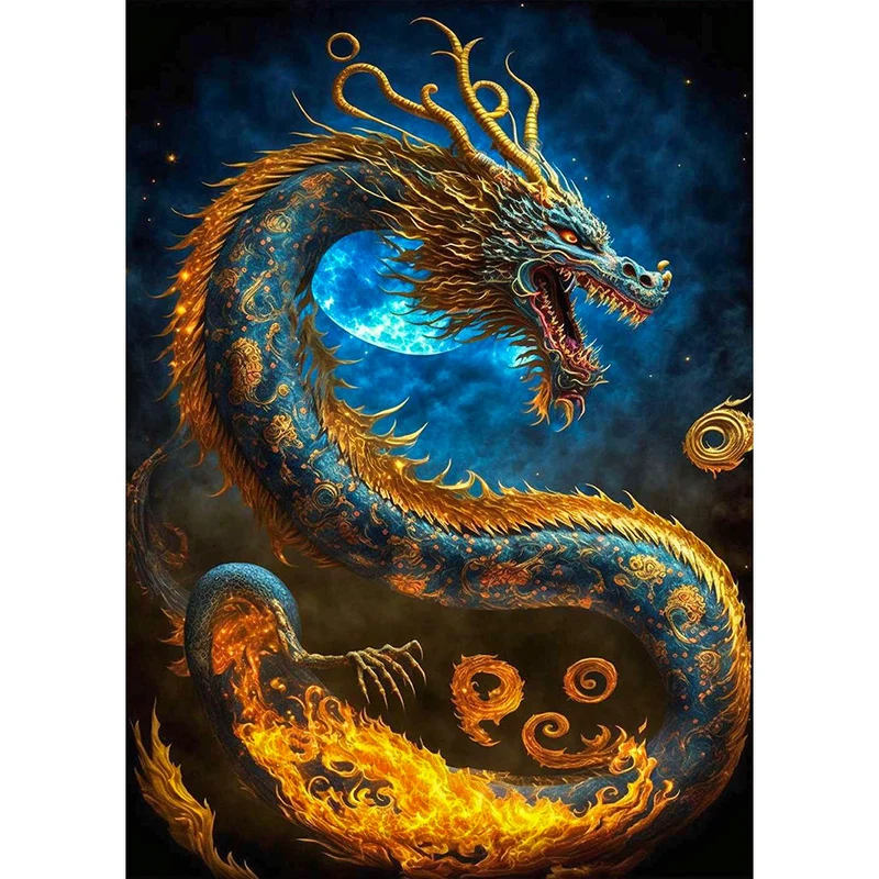 5D Diamond Painting – Goldener Drache