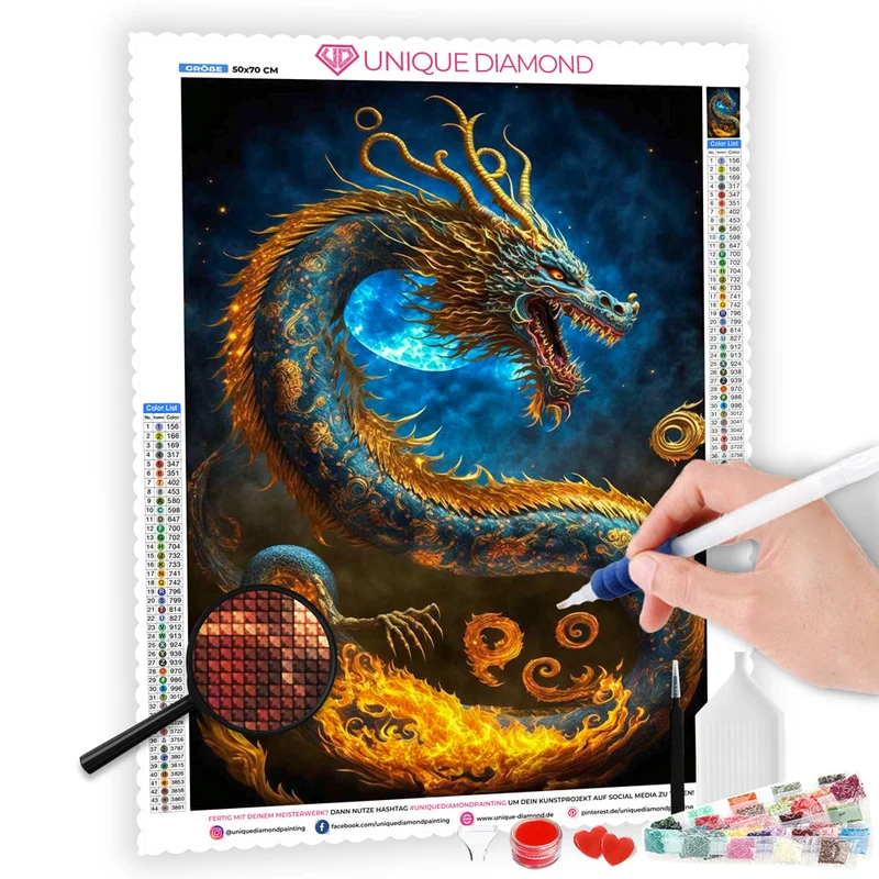 5D Diamond Painting – Goldener Drache