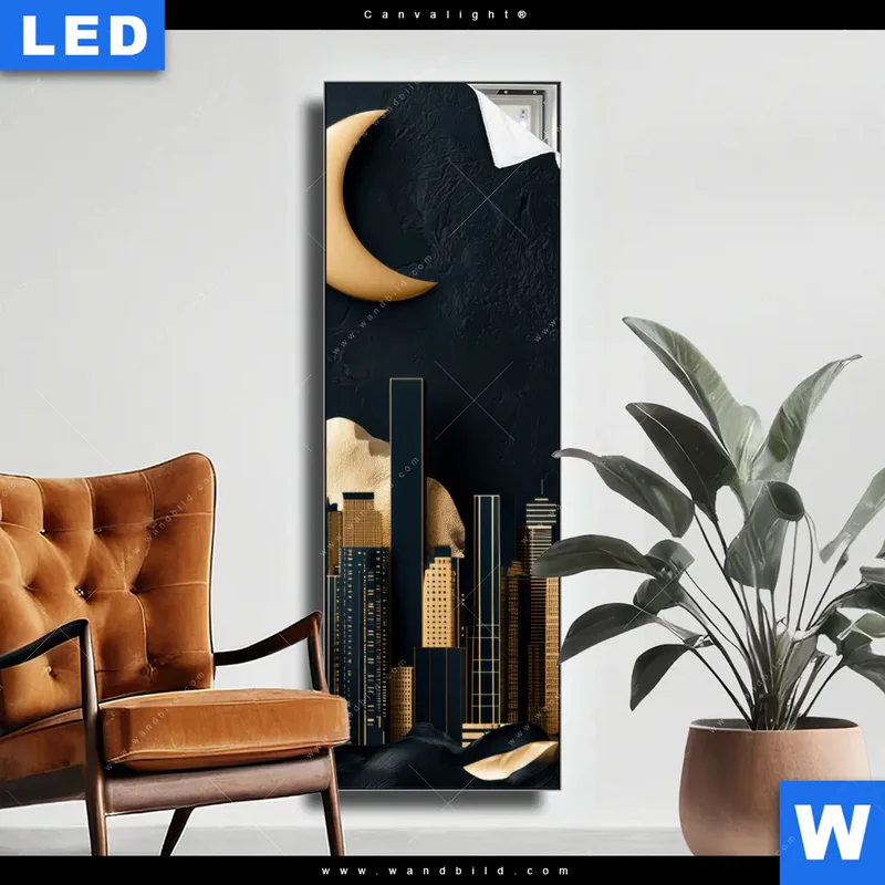 Canvalight® Leuchtbild | Golden City Dreams | Schmal