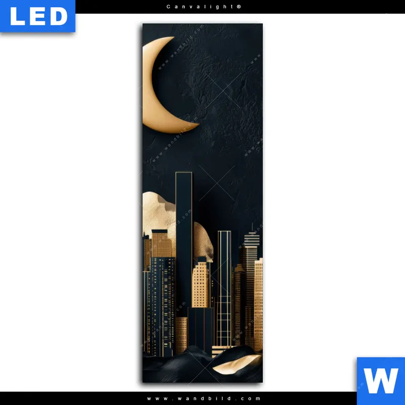Canvalight® Leuchtbild | Golden City Dreams | Schmal