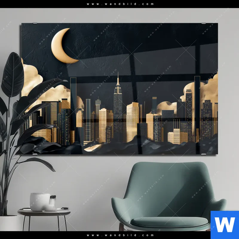 Acrylglasbild | Golden City Dreams | Querformat