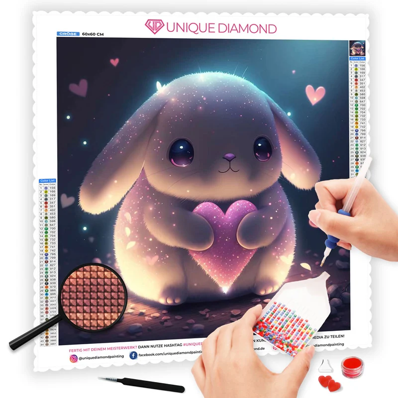 5D Diamond Painting – Hase mit Herz