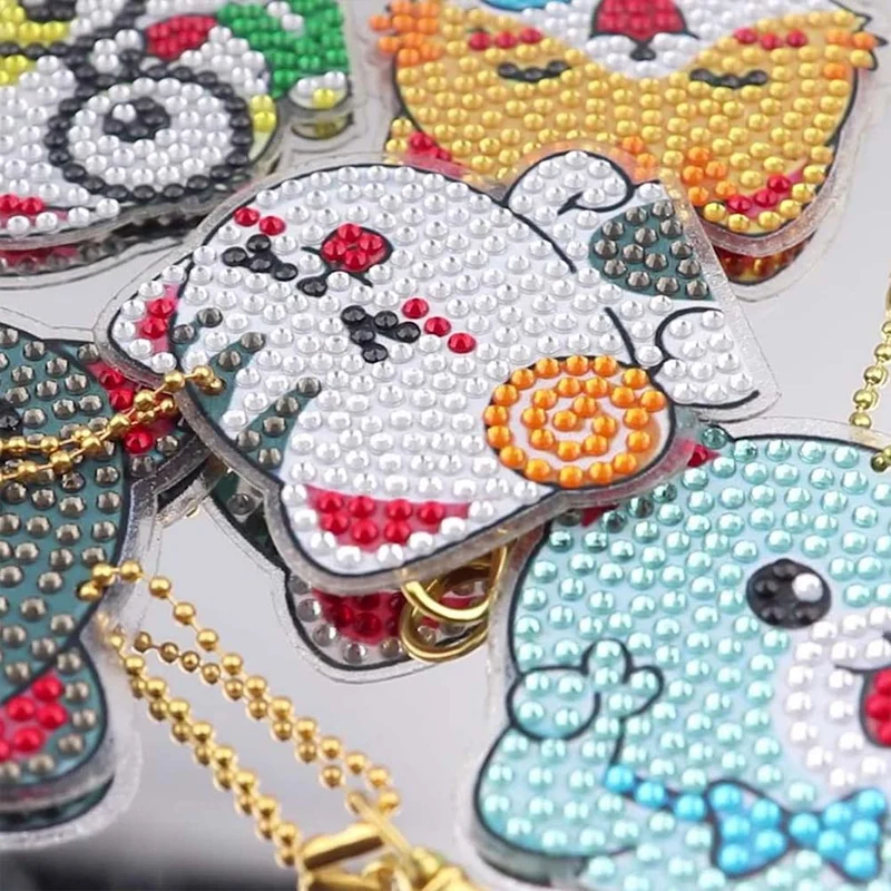 5D Diamond Painting Anhänger – Lustige Katzenbande in Glitzerlaune 5 Stück