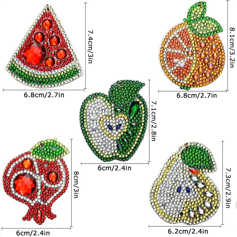 Diamond Painting Anhänger Obst 5st Set