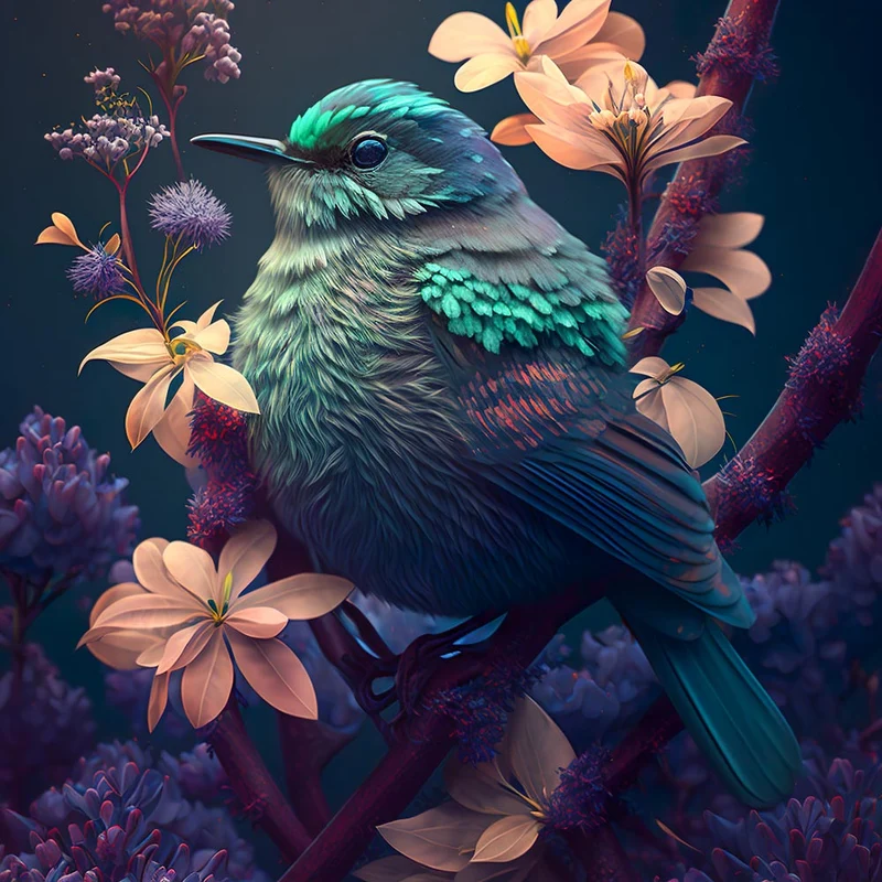 5D Diamond Painting – Bird With Flowers