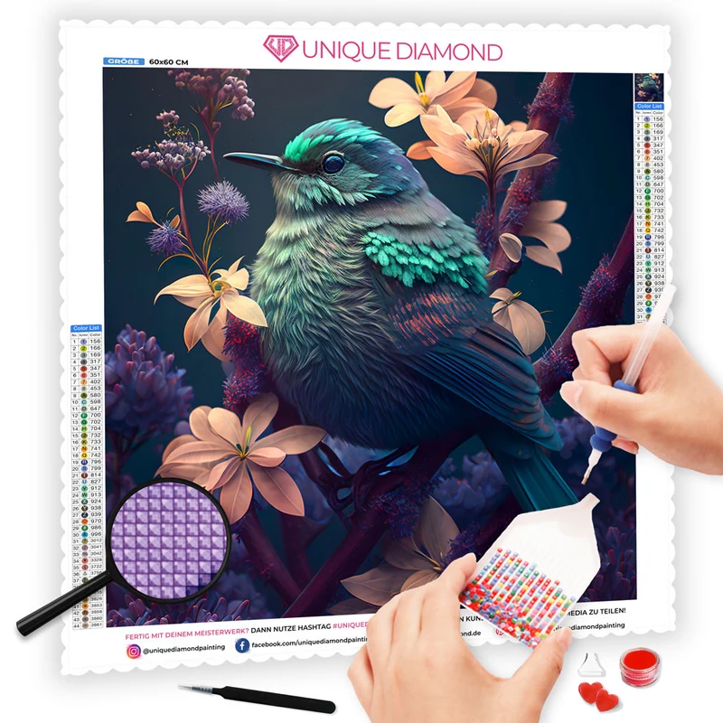 5D Diamond Painting – Bird With Flowers