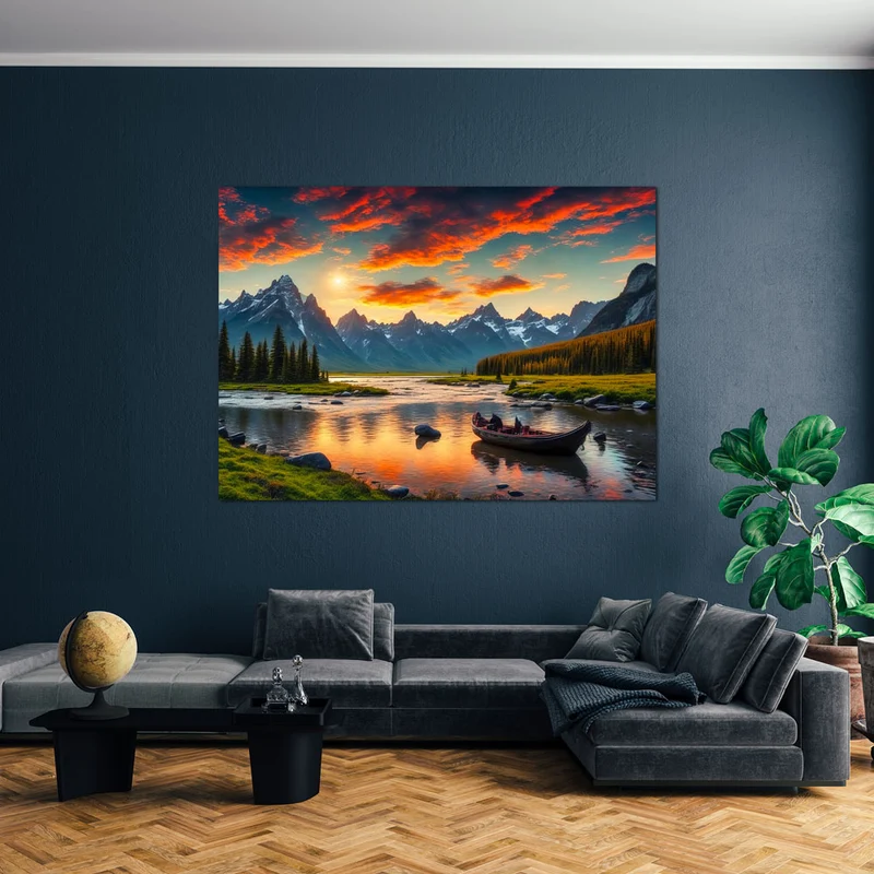 5D Diamond Painting – Bootsfahrt in den Bergen