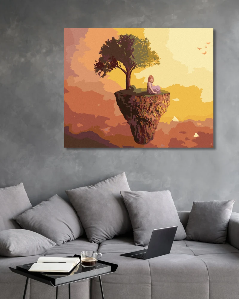 Diamond painting - KLEINES MÄDCHEN AUF DER FLIEGENDEN INSEL