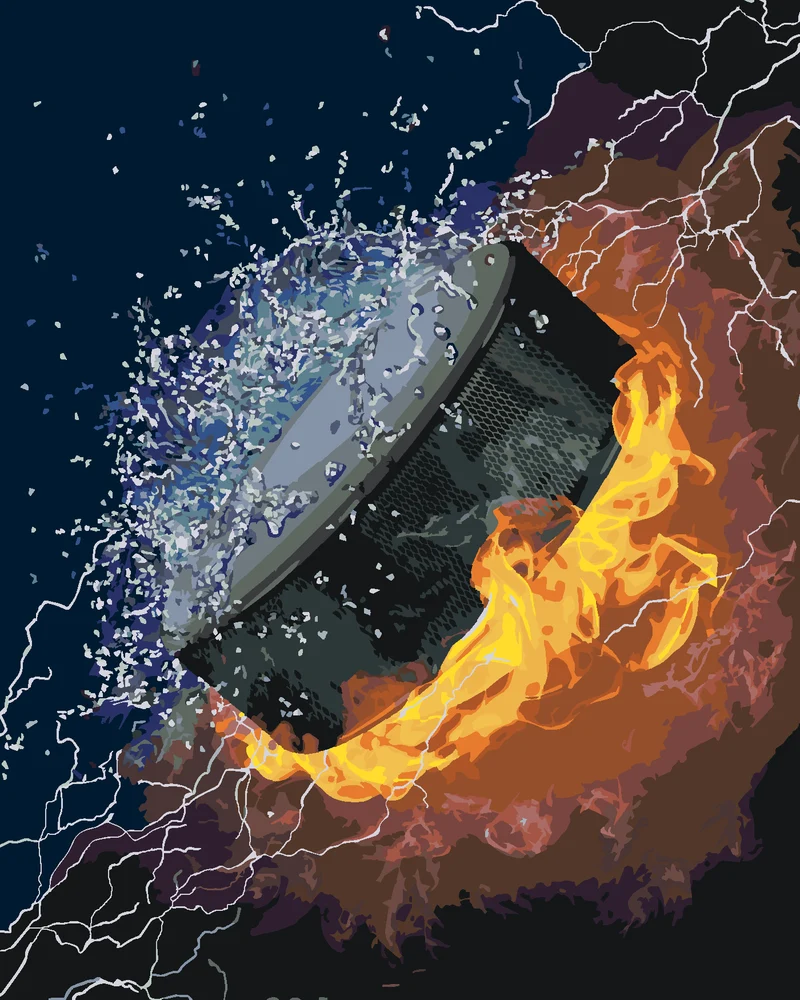 Diamond painting - HOCKEY-PUCK IM WASSER UND FEUER
