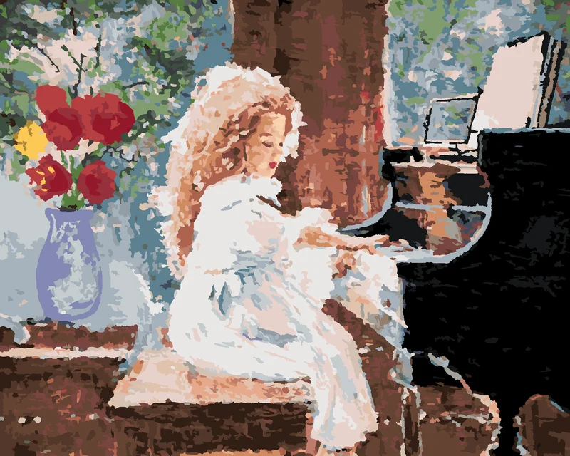 Diamond painting - KLEINES MÄDCHEN SPIELT KLAVIER