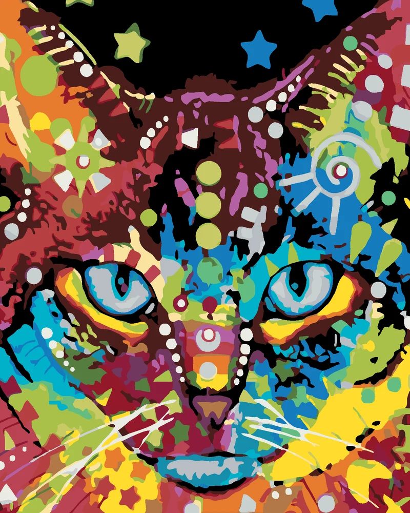Diamond painting - KATZENKOPF BUNT