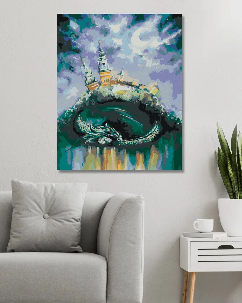 Diamond painting - SCHLAFENDER DRACHE UNTER EINEM SCHLOSS
