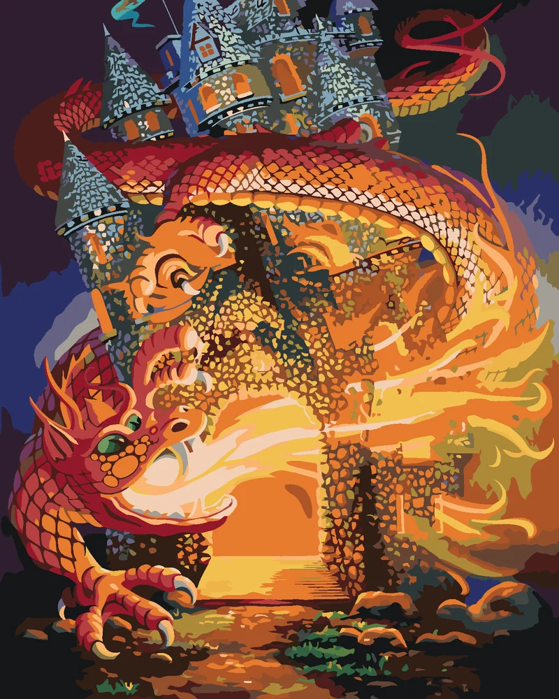 Diamond painting - DRACHE UND SCHLOSS (D. RUSTY RUST)