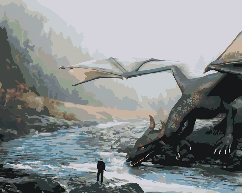 Diamond painting - DRACHE AM FLUSS