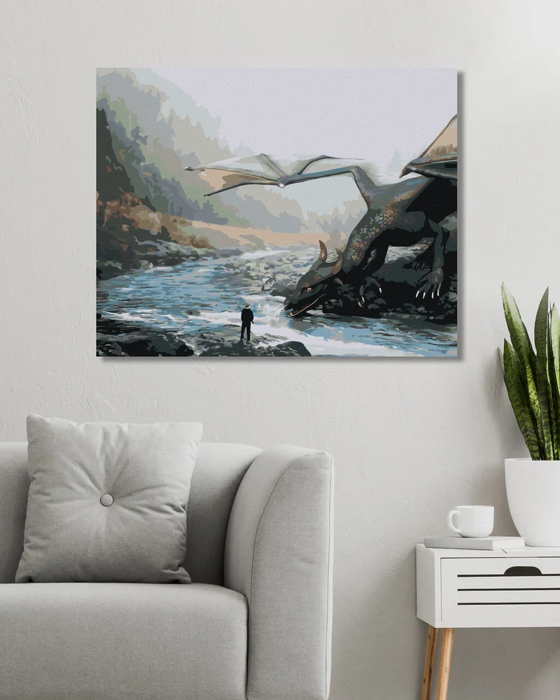Diamond painting - DRACHE AM FLUSS