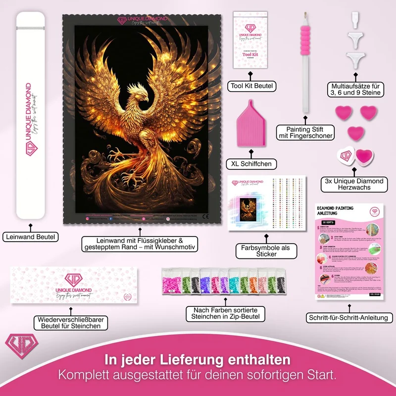 5D Diamond Painting – Goldener Phoenix