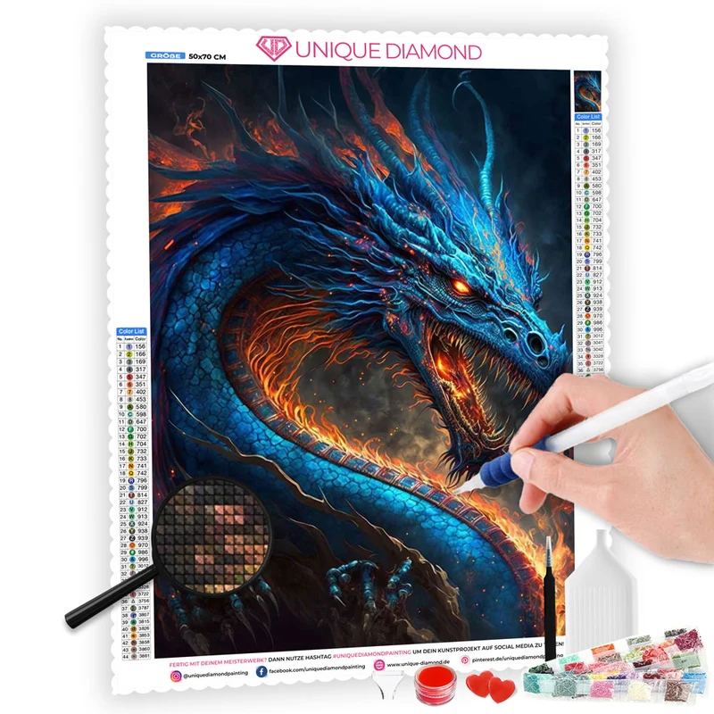 5D Diamond Painting – Feuer Drache